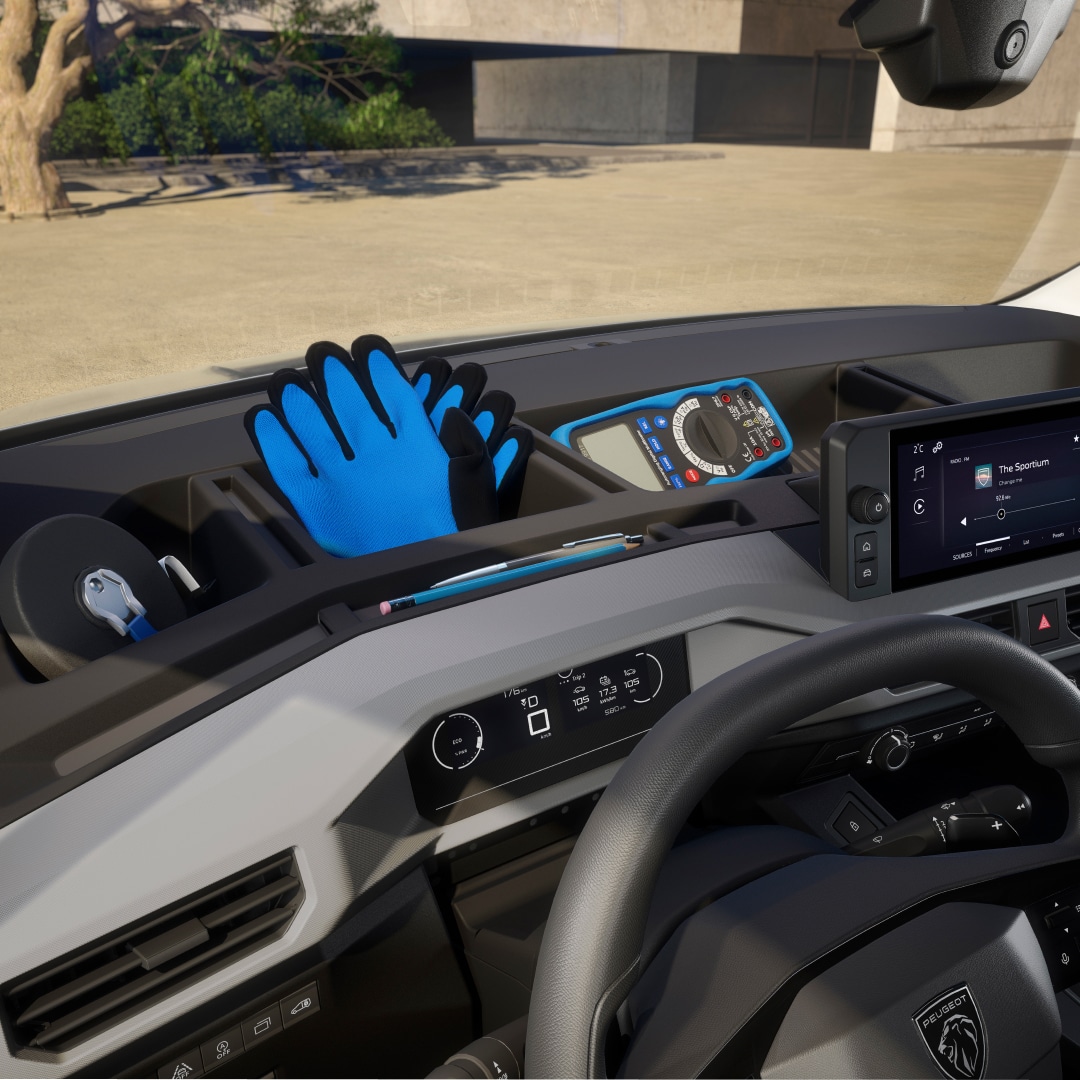 Nieuwe PEUGEOT Partner Active dashboard met opbergruimte