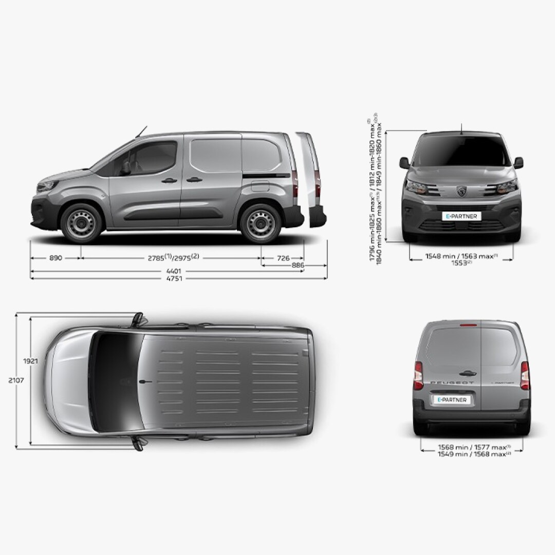 PEUGEOT E-PARTNER exterieurafmetingen